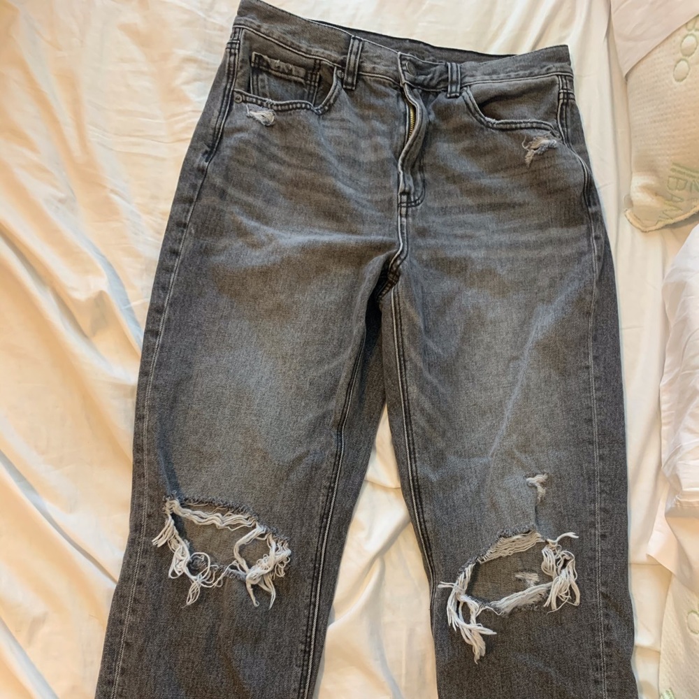 Distressed mom jeans